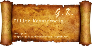 Gilicz Kreszcencia névjegykártya
